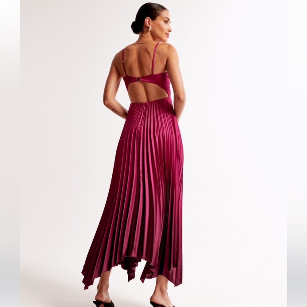 The A&F Giselle Clasp-Back Pleated Midi Dress NWT size XSP - Picture 4 of 9